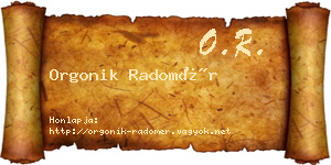 Orgonik Radomér névjegykártya